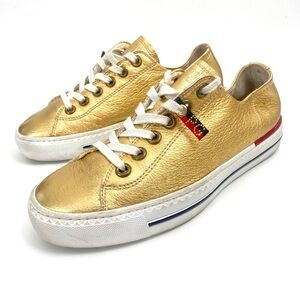 Paul Green Gold Sneakers Low Top Women’s Size 9 Lace Up Comfort Shoes